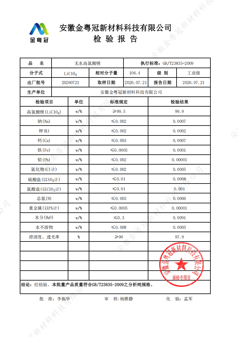 工业级无水高氯酸锂质检报告（金粤冠）_01.png
